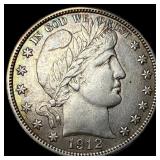 1912 Silver Half Dollar Barber NEARLY UNCIRCULATED