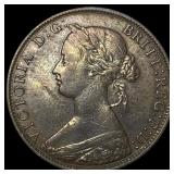 1861 Great Britain Copper 1/2 Penny Dbl Ones In Da