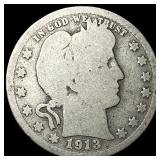 1913-S Silver Barber Quarter NICELY CIRCULATED