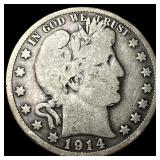 1914-S Silver Barber Half Dollar NICELY CIRCULATED