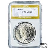 1922-D Silver Peace Dollar PGA MS63