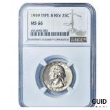 1959 Washington Silver Quarter NGC MS66 Type B Rev