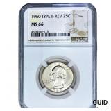 1960 Washington Silver Quarter NGC MS66 Type B Rev