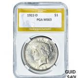1922-D Silver Peace Dollar PGA MS63