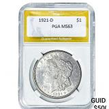 1921-D Morgan Silver Dollar PGA MS63