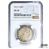 1911-S Barber Half Dollar NGC VG10