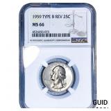 1959 Washington Silver Quarter NGC MS66 Type B Rev