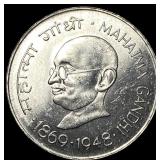 1969 India Nickel 1 Rupee - Ghandi