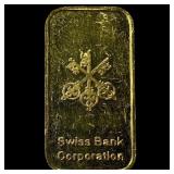 Swiss Bank Corporation 1/3 oz .9999 Gold Bar HIGH