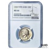 1959 Washington Silver Quarter NGC MS66 Type B Rev