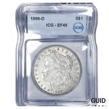 1899-O Morgan Silver Dollar ICG EF45