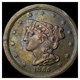 1855 Braided Hair Half Cent CLOSELY UNCIRCULATED