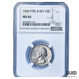 1960 Washington Silver Quarter NGC MS66 Type B Rev