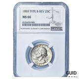 1959 Washington Silver Quarter NGC MS66 Type 2 Rev