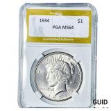 1934 Silver Peace Dollar PGA MS64