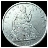 1861-O Silver Seated Liberty Half Dollar  NEARLY