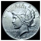 1924-S Silver Peace Dollar CHOICE AU