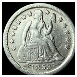 1853 Arrows Seated Liberty Dime CLOSELY  UNCIRCUL