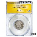 1936-D Buffalo Nickel ANACS VG8