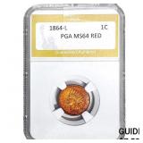 1864-L Indian Head Cent PGA MS64 Red