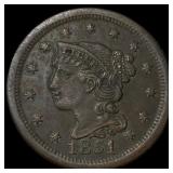 1851 Braided Hair Large Cent HIGH GRADE