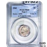 1942 Jefferson Nickel PCGS PR66