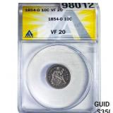 1854-O Seated Liberty Dime ANACS VF20