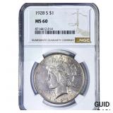 1928-S Silver Peace Dollar NGC MS60