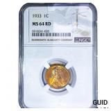 1933 Wheat Cent NGC MS64 RD
