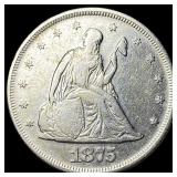 1875 Silver Seated Liberty Twenty Cents  NEARLY U