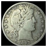 1907-D Silver Barber Half Dollar LIGHTLY  CIRCULA