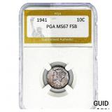 1941 Mercury Silver Dime PGA MS67 FSB