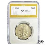 1942 Walking Liberty Half Dollar PGA MS65