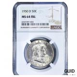 1950-D Franklin Half Dollar NGC MS64 FBL