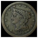 1854 Braided Hair Half Cent LIGHTLY  CIRCULATED