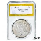 1934-D Silver Peace Dollar PGA Genuine
