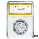 1945-D Washington Silver Quarter PGA MS64