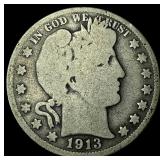 1913 Silver Barber Half Dollar NICELY  CIRCULATED