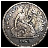 1840-O Silver Seated Liberty Quarter LIGHTLY  CIR