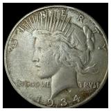 1934-S Silver Peace Dollar NEARLY  UNCIRCULATED