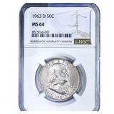 1963-D Franklin Half Dollar NGC MS64