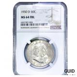 1950-D Franklin Half Dollar NGC MS64 FBL