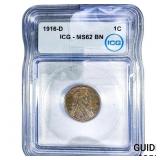 1916-D Wheat Cent ICG MS62 BN