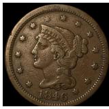 1846 Braided Hair Large Cent LIGHTLY  CIRCULATED
