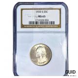 1935-S Washington Silver Quarter NGC MS65