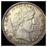 1909 Silver Barber Quarter CHOICE AU