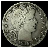 1915-S Silver Barber Half Dollar LIGHTLY  CIRCULA