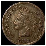 1869 Indian Head Cent ABOUT UNCIRCULATED