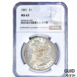 1881 Morgan Silver Dollar NGC MS63