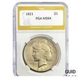 1921 Silver Peace Dollar PGA MS64